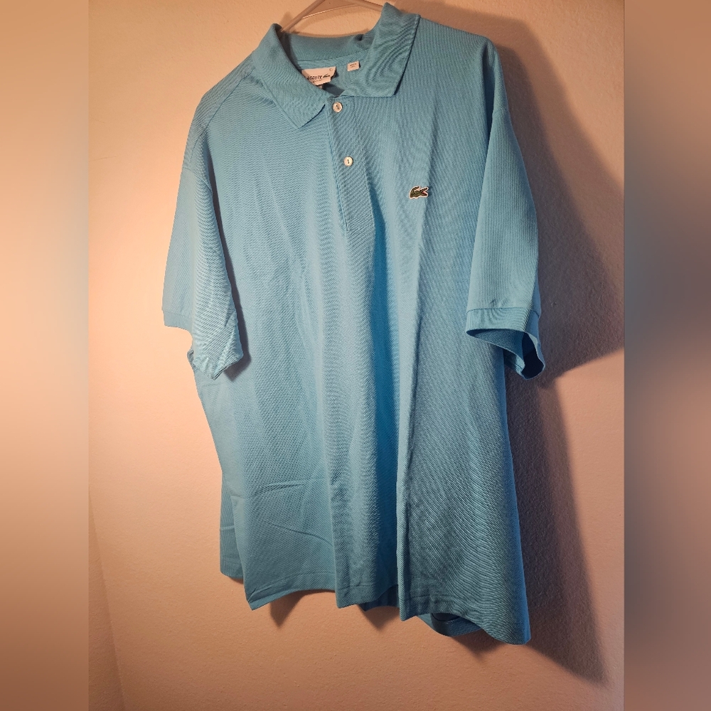 Lacoste Mens Pique Button Placket Polo Blue Size 4XL MSRP $95